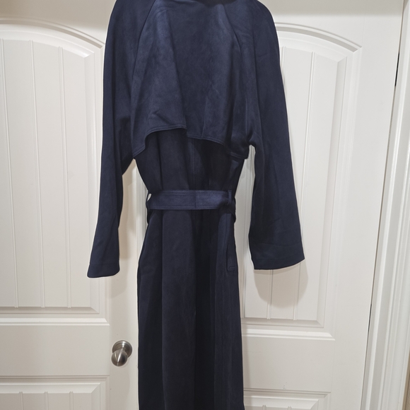 a new day Navy Blue Women's Faux Suede Trench Coat Size XL NWT - Picture 8 of 9
